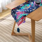 Realhomes Suluboya Desenli Dijital Baskılı Modern Püsküllü Şönil Üçgen Runner Realhomes