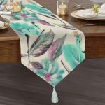 Realhomes Mavinin Zerafeti Dijital Baskılı Modern Püsküllü Şönil Üçgen Runner Realhomes