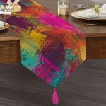 Realhomes Multi Colar Dijital Baskılı Modern Püsküllü Şönil Üçgen Runner Realhomes