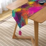 Realhomes Multi Colar Dijital Baskılı Modern Püsküllü Şönil Üçgen Runner Realhomes