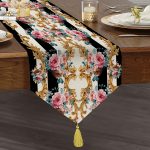 Realhomes Özel Tasarım Dijtal Baskılı Modern Püsküllü Şönil Üçgen Runner Realhomes