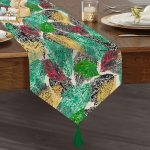 - UcgenRunner-3804-Gorsel1 - Realhomes  Realhomes Renkli Yapraklar Dijital Baskılı Modern Püsküllü Şönil Üçgen Runner Realhomes