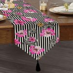 - UcgenRunner-3805-Gorsel1 - Realhomes  Realhomes Çizgili Zeminde Rengarenk Çiçekler Dijital Baskılı Modern Püsküllü Şönil Üçgen Runner Realhomes