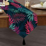 Realhomes Renkli Yapraklar Dijital Baskılı Modern Püsküllü Şönil Üçgen Runner Realhomes