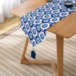 Realhomes Nazar Boncuğu Motifli Dijital Baskılı Modern Püsküllü Şönil Üçgen Runner Realhomes