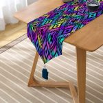 Realhomes Baklava Desenli Özel Tasarım Dijital Baskılı Modern Püsküllü Şönil Üçgen Runner Realhomes