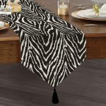 Realhomes Zebra Desenlii Özel Tasarım Dijital Baskılı Modern Püsküllü Şönil Üçgen Runner Realhomes