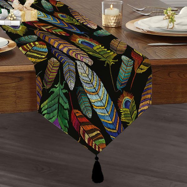 - UcgenRunner-3852-Gorsel1 - Realhomes  Realhomes Multi Colar Dijital Baskılı Modern Püsküllü Şönil Üçgen Runner Realhomes