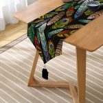 - UcgenRunner-3852-Gorsel2 - Realhomes  Realhomes Renkli Yapraklar Dijital Baskılı Modern Püsküllü Şönil Üçgen Runner Realhomes