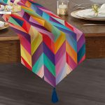 - UcgenRunner-3853-Gorsel1 - Realhomes  Realhomes Multi Colar Dijital Baskılı Modern Püsküllü Şönil Üçgen Runner Realhomes