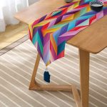 - UcgenRunner-3853-Gorsel2 - Realhomes  Realhomes Multi Colar Dijital Baskılı Modern Püsküllü Şönil Üçgen Runner Realhomes