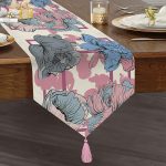 Realhomes Özel Tasarım Dijtal Baskılı Modern Püsküllü Şönil Üçgen Runner Realhomes