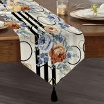 Realhomes Özel Tasarım Dijital Baskılı Modern Püsküllü Şönil Üçgen Runner Realhomes