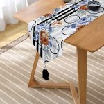 Realhomes Özel Tasarım Dijital Baskılı Modern Püsküllü Şönil Üçgen Runner Realhomes