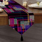 Realhomes Özel Tasarım Dijital Baskılı Modern Püsküllü Şönil Üçgen Runner Realhomes