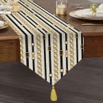 Realhomes Özel Tasarım Dijital Baskılı Modern Püsküllü Şönil Üçgen Runner Realhomes