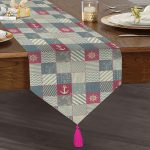 Realhomes Özel Tasarım Dijital Baskılı Modern Püsküllü Şönil Üçgen Runner Realhomes