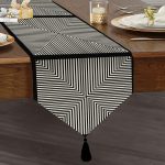 Realhomes Özel Tasarım Dijital Baskılı Modern Püsküllü Şönil Üçgen Runner Realhomes