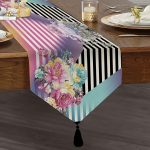 Realhomes Özel Tasarım Dijital Baskılı Modern Püsküllü Şönil Üçgen Runner Realhomes