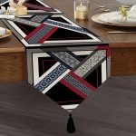 Realhomes Modern Sanat Tasarımlı Dijital Baskılı Püsküllü Şönil Üçgen Runner Realhomes