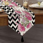 - UcgenRunner-4172-Gorsel1 - Realhomes  Realhomes Siyah Zigzag Zeminde Ilkbahar Çiçekleri Temalı Püsküllü Şönil Üçgen Runner Realhomes