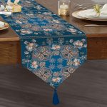 Realhomes Modern Sanat Tasarımlı Dijital Baskılı Püsküllü Şönil Üçgen Runner Realhomes