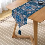 Realhomes Modern Sanat Tasarımlı Dijital Baskılı Püsküllü Şönil Üçgen Runner Realhomes