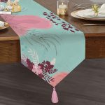 Realhomes Modern Sanat Tasarımlı Dijital Baskılı Püsküllü Şönil Üçgen Runner Realhomes