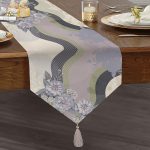 Realhomes Modern Sanat Tasarımlı Dijital Baskılı Püsküllü Şönil Üçgen Runner Realhomes