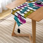 Realhomes Modern Sanat Tasarımlı Dijital Baskılı Püsküllü Şönil Üçgen Runner Realhomes