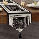 Realhomes Modern Sanat Tasarımlı Dijital Baskılı Püsküllü Şönil Üçgen Runner Realhomes