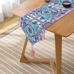 Realhomes Modern Çini Özel Tasarım Dijital Baskılı Püsküllü Şönil Üçgen Runner Realhomes