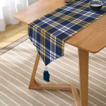 Realhomes Lacivert Ve Sarı Modern Tasarım Püsküllü Şönil Üçgen Runner Realhomes