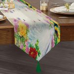 - UcgenRunner-4252-Gorsel1 - Realhomes Realhomes Modern Tavus Kuşu Tasarımlı Dijital Baskılı Püsküllü Şönil Üçgen Runner Realhomes