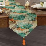 Realhomes Modern Desenli Özel Tasarım Dijital Baskılı Püsküllü Şönil Üçgen Runner Realhomes