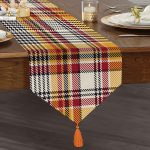 Realhomes Ekose Desenli Özel Tasarım Püsküllü Şönil Üçgen Runner Realhomes