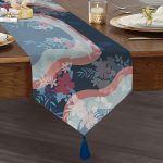 Realhomes Dalgalı Modern Çiçek Tasarımlı Püsküllü Şönil Üçgen Runner Realhomes