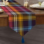 Realhomes Renkli Ekose Desenli Özel Tasarım Püsküllü Şönil Üçgen Runner Realhomes