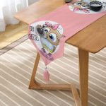 Sevimli Kediler Dijital Baskılı Dekoratif Püsküllü Şönil Üçgen Runner Realhomes