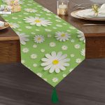 Realhomes Papatya Tasarımlı Dijital Baskılı Modern Püsküllü Şönil Üçgen Runner Realhomes