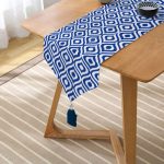 - UcgenRunner-5116lacivert-Gorsel2 - Realhomes  Özel Tasarım Lacivert Ikat Desenli Dijital Baskılı Püsküllü Şönil Üçgen Runner Realhomes