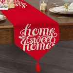 Home Sweet Home Dijital Baskılı Dekoratif Püsküllü Şönil Üçgen Runner Realhomes