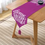 Home Sweet Home Dijital Baskılı Dekoratif Püsküllü Şönil Üçgen Runner Realhomes