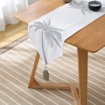 - UcgenRunner-5228gri-Gorsel2 - Realhomes  Beyaz Zeminde Gri Palmiye Desenli Modern Püsküllü Şönil Üçgen Runner Realhomes