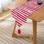 - UcgenRunner-5237kirmizi-Gorsel2 - Realhomes Kırmızı Çizgili Motifli Dekoratif Modern Püsküllü Şönil Üçgen Runner Realhomes