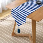 Lacivert Çizgili Motifli Dekoratif Modern Püsküllü Şönil Üçgen Runner Realhomes