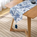 Beyaz Zeminde Mavi Kristal Ve Yıldız Motifli Özel Tasarım Modern Püsküllü Şönil Üçgen Runner Realhomes