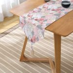 Geometrik Pembe Ve Gri Mermer Motifli Özel Tasarım Püsküllü Şönil Üçgen Runner Realhomes