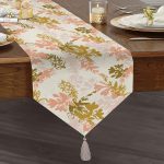 - UcgenRunner-5355-Gorsel1 - Realhomes Pembe Ve Gold Ince Yaprak Tasarımlı Dijital Baskılı Püsküllü Şönil Üçgen Runner Realhomes