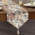 Botanik Portre Dijital Baskılı Özel Tasarım Püsküllü Şönil Üçgen Runner Realhomes